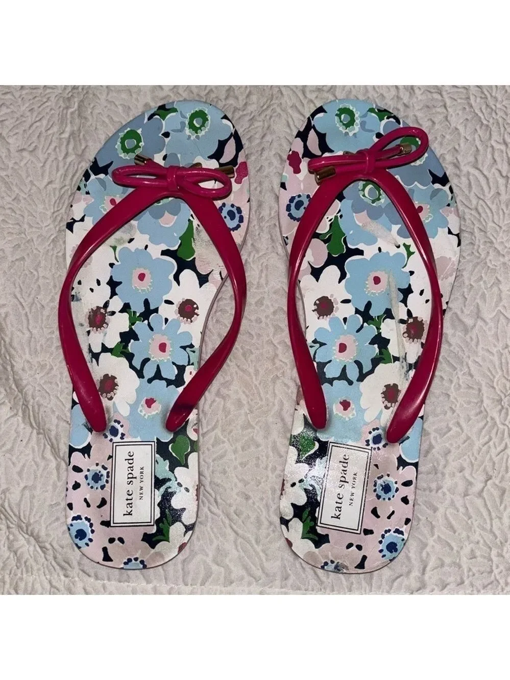 Kate Spade Nova Floral Print With Bow Flip Flop Sandals